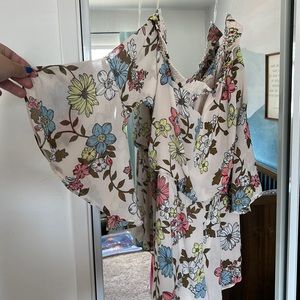 Floral off shoulder romper